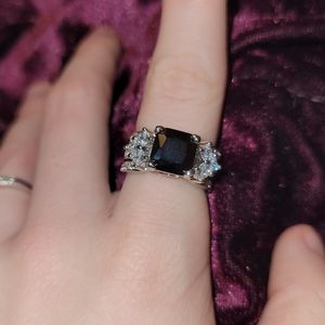 Black diamond and rhodium plating ring